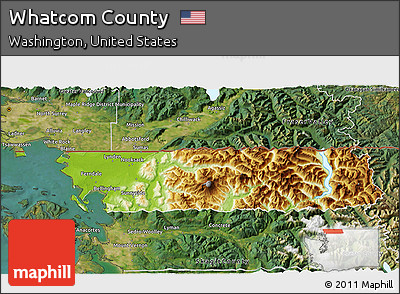 Physical 3D Map of Whatcom County, satellite outside