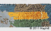 Political 3D Map of Whatcom County, darken, semi-desaturated