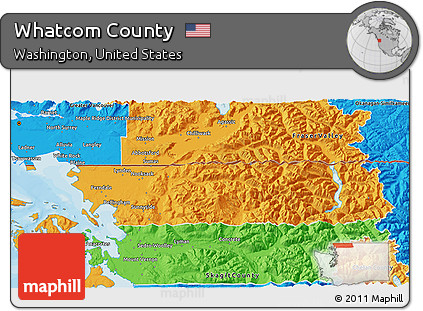 Political 3D Map of Whatcom County