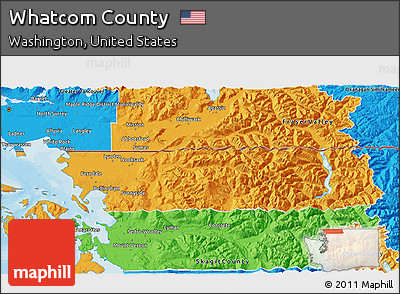 Political 3D Map of Whatcom County