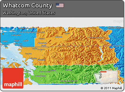 Political 3D Map of Whatcom County