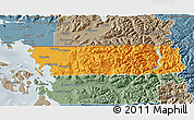 Political 3D Map of Whatcom County, semi-desaturated
