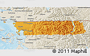 Political 3D Map of Whatcom County, shaded relief outside