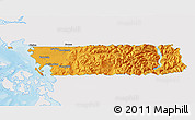 Political 3D Map of Whatcom County, single color outside