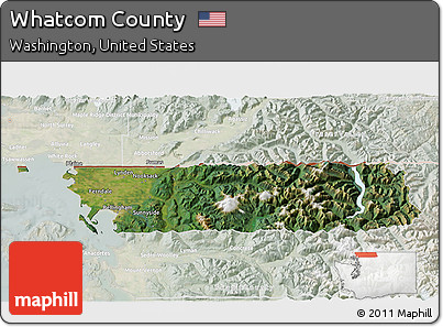 Satellite 3D Map of Whatcom County, lighten