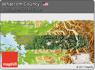 Satellite 3D Map of Whatcom County, physical outside