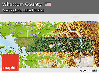 Satellite 3D Map of Whatcom County, physical outside