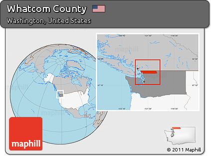 Gray Location Map of Whatcom County, highlighted country, highlighted parent region