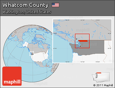 Gray Location Map of Whatcom County, highlighted country, highlighted parent region