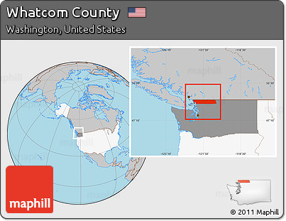 Gray Location Map of Whatcom County, highlighted country, highlighted parent region