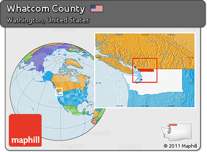 Political Location Map of Whatcom County, highlighted parent region