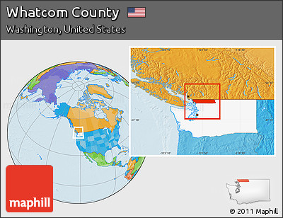 Political Location Map of Whatcom County, highlighted parent region