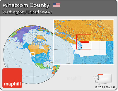 Political Location Map of Whatcom County, highlighted parent region
