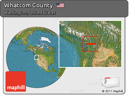 Satellite Location Map of Whatcom County