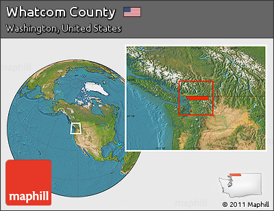Satellite Location Map of Whatcom County