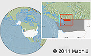 Savanna Style Location Map of Whatcom County, highlighted country, highlighted parent region, hill shading