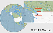 Savanna Style Location Map of Whatcom County, highlighted country, hill shading
