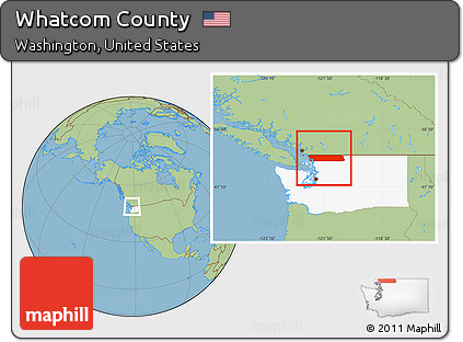 Savanna Style Location Map of Whatcom County, highlighted parent region