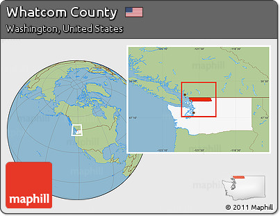 Savanna Style Location Map of Whatcom County, highlighted parent region