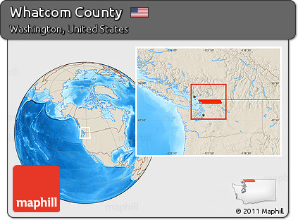 Shaded Relief Location Map of Whatcom County