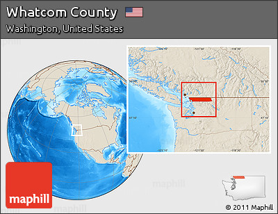 Shaded Relief Location Map of Whatcom County