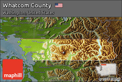 Physical Map of Whatcom County, darken