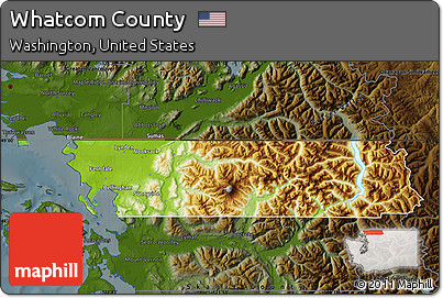 Physical Map of Whatcom County, darken