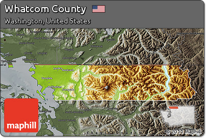Physical Map of Whatcom County, darken, semi-desaturated