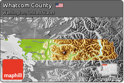 Physical Map of Whatcom County, desaturated