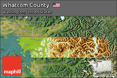 Physical Map of Whatcom County, satellite outside