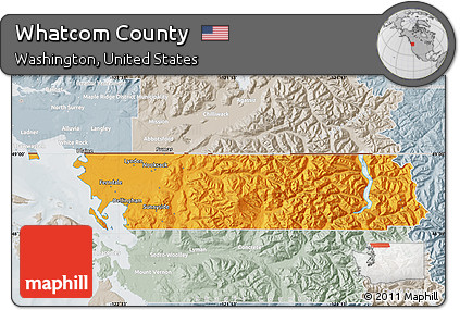 Political Map of Whatcom County, lighten, semi-desaturated