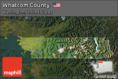 Satellite Map of Whatcom County, darken