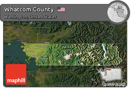 Satellite Map of Whatcom County, darken
