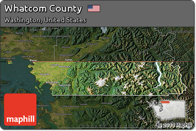 Satellite Map of Whatcom County, darken
