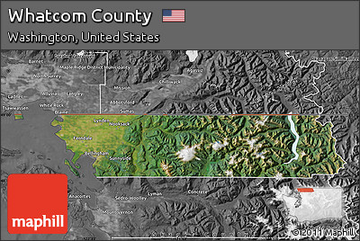 Satellite Map of Whatcom County, desaturated