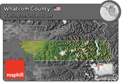 Satellite Map of Whatcom County, desaturated