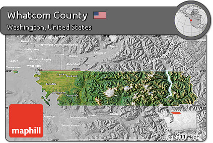Satellite Map of Whatcom County, lighten, desaturated