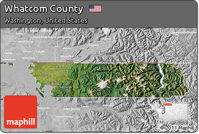 Satellite Map of Whatcom County, lighten, desaturated