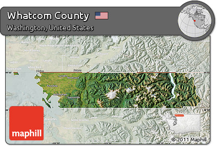 Satellite Map of Whatcom County, lighten