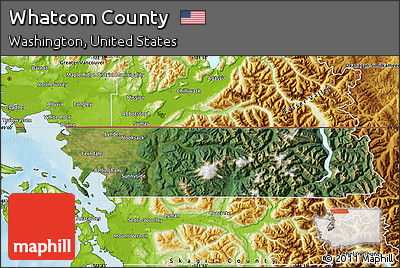 Satellite Map of Whatcom County, physical outside