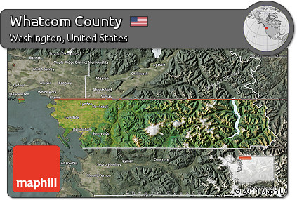 Satellite Map of Whatcom County, semi-desaturated