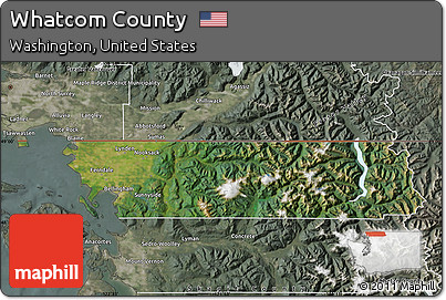 Satellite Map of Whatcom County, semi-desaturated
