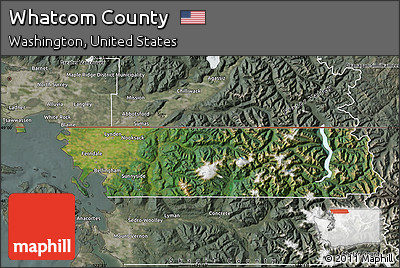 Satellite Map of Whatcom County, semi-desaturated