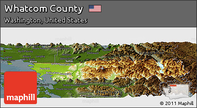 Physical Panoramic Map of Whatcom County, darken