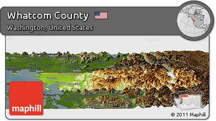 Physical Panoramic Map of Whatcom County, darken