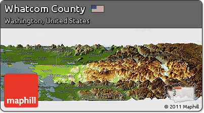 Physical Panoramic Map of Whatcom County, darken