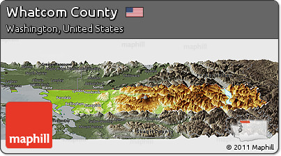 Physical Panoramic Map of Whatcom County, darken, semi-desaturated