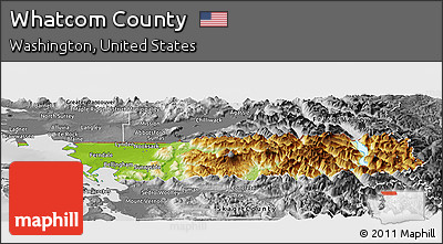 Physical Panoramic Map of Whatcom County, desaturated