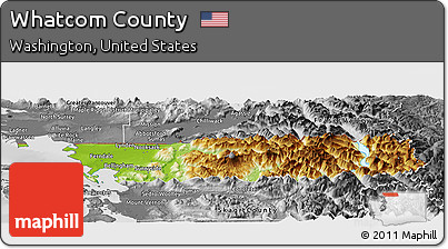 Physical Panoramic Map of Whatcom County, desaturated