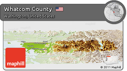 Physical Panoramic Map of Whatcom County, lighten